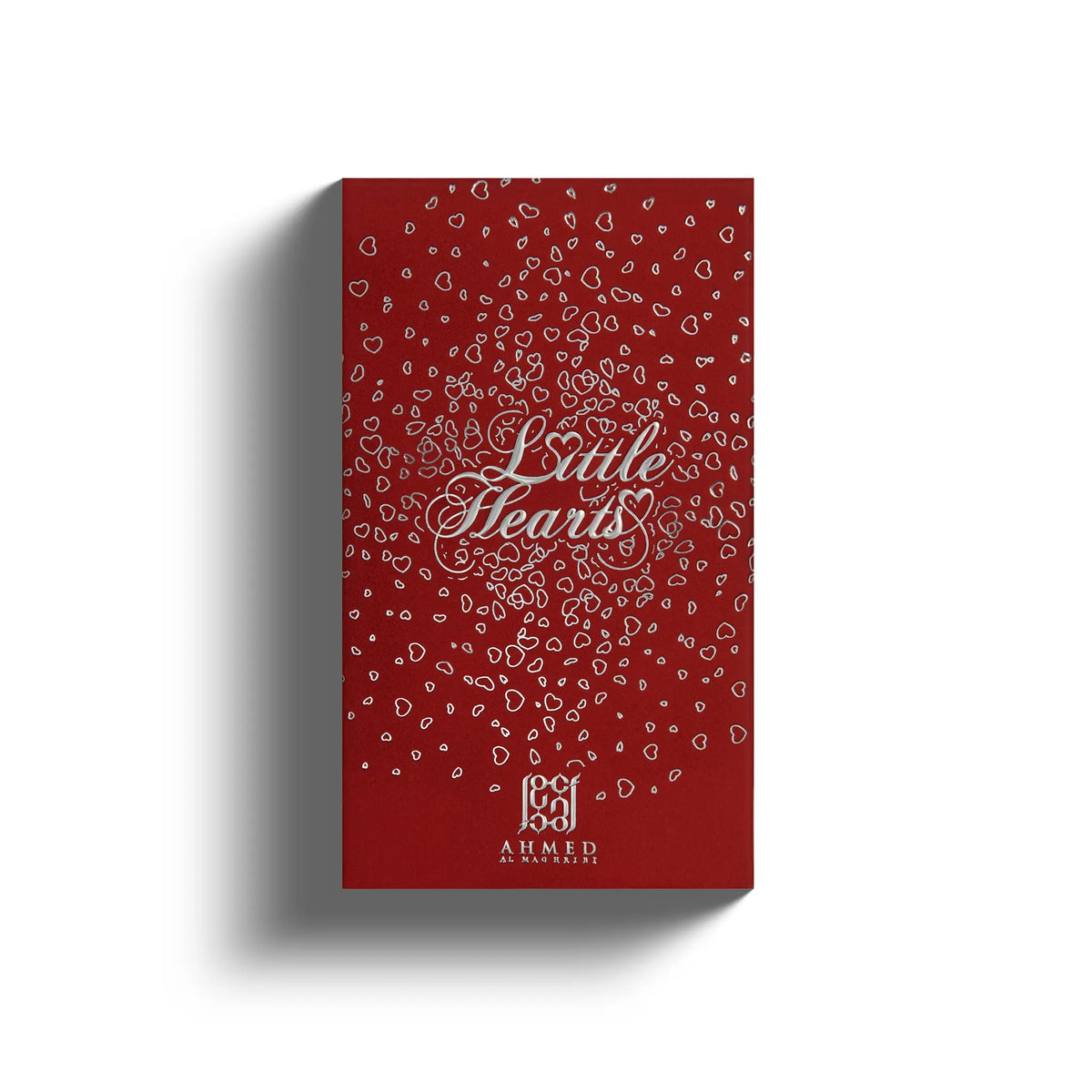Little Hearts EDP 50ml perfume box in deep red with silver heart patterns and elegant white script branding.