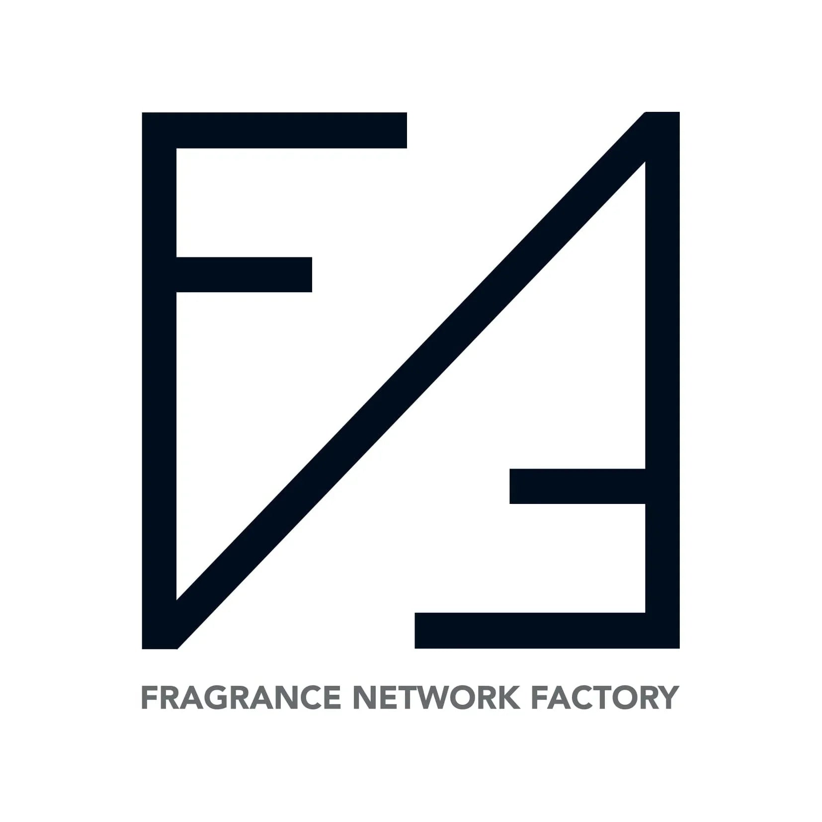 Fragrance Network Factory logo with sleek geometric design for luxury perfumes